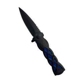 3.75" Weave Pattern Knife With ABS Handle (Color: Blue)