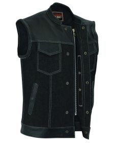 RC900 Men's Leather/Denim Combo Vest (size: M)