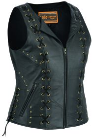 DS233 Women's Zippered Vest with Lacing Details (size: L)