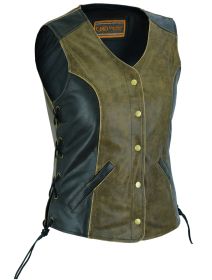 DS214  Women's Stylish Longer Body &frac34; Vest - Side Laces - Two T (size: M)