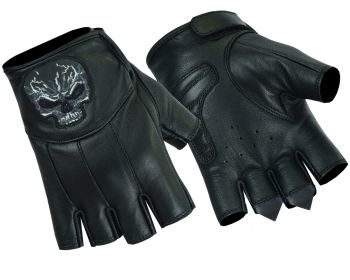 DS98 Reflective Skull Fingerless Glove (size: M)