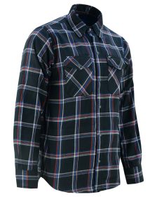 DS4680 Flannel Shirt - Black, Red and Blue (size: 5XL)