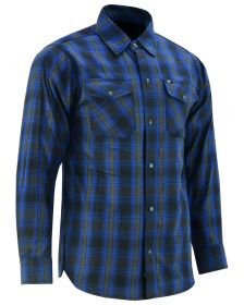 DS4681 Flannel Shirt - Daze Blue and Black (size: 5XL)