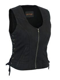 DM942BK Women's Stylish Black Denim Vest (size: 5XL)