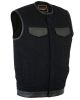 RC991 Men&#039;s Black Denim Single Panel Concealment Vest W/Leather