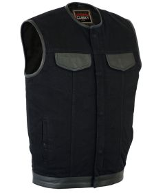 RC991 Men&#039;s Black Denim Single Panel Concealment Vest W/Leather (size: S)