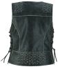 DS285V Women's Gray Vest with Grommet and Lacing Accents