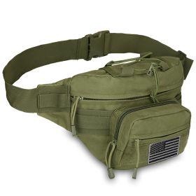 EDC Fanny Pack - Tactical Pouch with USA Flag Patch (Color: Army Green)